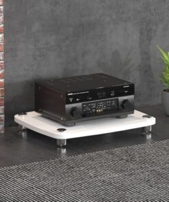 Meuble Audio HiFi 1/2/3/4 Niveaux, Support stéréo, étagère pour Composants Audio/vidéo avec Pieds amortisseurs (Blanc, 1 Niveau)