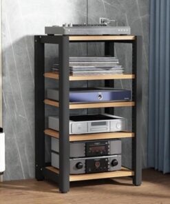 Générique Meuble multimédia d'angle, armoires stéréo, Armoire de Rack Audio, armoires multimédia, pour Salon, Jeux, Salle d'enregistrement (Couleur Noyer Clair)