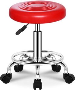 Bar Chair Tabourets de comptoir, Tabouret pivotant à roulettes sur 5 Roues avec Rembourrage de siège Plus épais, Tabouret Facial pour Salon de Massage, Spa, Tabouret de Bar en Cuir PU à Hauteur