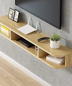 Meuble TV flottant Support TV flottant Étagère TV murale Composant d'armoire de centre de divertissement pour unité de rangement Console audio/vidéo Boîte à câbles Routeur (Couleur : Marron,