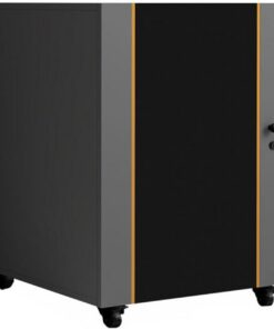 Meuble HiFi, Meuble stéréo avec Conception de Porte, Meuble Rack Audio avec étagères réglables, Meuble Audio Vidéo, Conception de Roue Universelle, Facile à déplacer(Gray,63cm/24.8in)