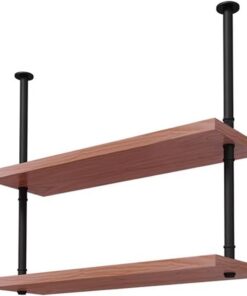 Étagère de Rangement au Plafond pour Verres à vin, étagère à vin Industrielle à 2 Niveaux pour Bar/Restaurant/Cuisine, étagères flottantes suspendues, Support pour Plantes et Fleur