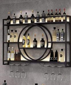 Casier à vin Mural en Fer pour Bouteilles d'alcool - Étagères flottantes Modernes en métal pour Bar