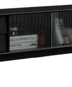 Étagère TV Murale Tiroir de Grande capacité en Bois Massif, Meuble TV Salon, Porte d'armoire Verre, Simple et Moderne, sur Pied, 1.8m, Noir