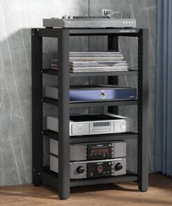 Armoire Rack pour équipement Audio, Support multimédia AV à 5, 4, 3 ou 2 Niveaux, Tour Audio-vidéo avec Pieds antidérapants, Support d'imprimante Vertical (A, Hauteur 100 cm)