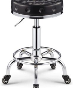Bar Chair Tabourets de comptoir avec Rembourrage de siège Doux et Plus épais, Tabouret pivotant à roulettes sur 5 Roues, Tabouret Facial pour Salon de Massage, Spa, Hauteur réglable en Cuir PU,