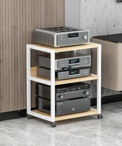 Vitrine, Support multimédia, Support Audio, Support de Console de Jeu, avec roulettes, étagère d'angle pour Support multimédia AV, avec étagères de Rangement, Tour de Support Audio stéréo, p