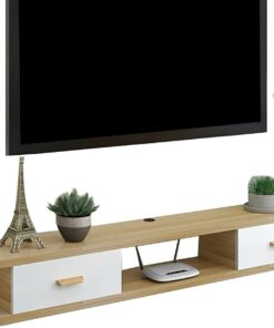Meuble TV Flottant, Étagère TV Murale,Composant D'armoire De Centre De Divertissement,Console TV En Bois Pour Salon, Unité De Stockage Console Audio/vidéo ( Color : Wood Color , Size : 120x24x20cm )