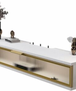 Meuble TV Mural, Meuble TV Flottant, étagère Flottante pour téléviseur avec Porte, boîte de Rangement Murale pour Prise de routeur WiFi TV, Console multimédia, Centre de Divertissement sous
