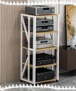 Support Audio Mobile 3/4/5 Niveaux pour Centre multimédia d'angle en Bois, Support Audio/vidéo, Stockage de Composants stéréo, Support Multifonction pour équipement AV/Chariot de Projection