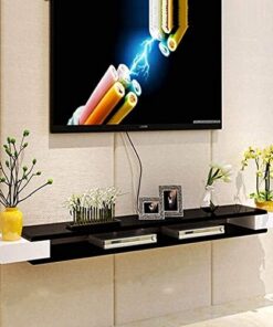 Générique Meuble TV sur Pied, Meuble TV Universel réglable en Hauteur, étagère Flottante, Meuble Mural pour Salon avec Lecteur Blu-Ray, Support de Fond 90 cm