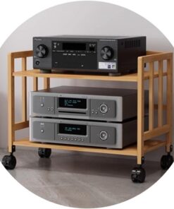 Meuble Haut-Parleur HiFi Double Couche, Rack HiFi en Bambou, Meuble pour équipement multimédia de Streaming, Rack HiFi, Rack AV, Contenu vidéo (Couleur Bois, 50 * 38 * 53 cm (2 Couches)).