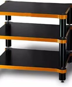 Meuble Audio Hi-FI à 3 Niveaux, étagère TV avec étagères de Rangement multimédia, Meuble TV, Support d'enceintes pour ampli AV/Platine Vinyle/Sky Box/imprimante (Noir-A, 60 x 70 x 48 cm)