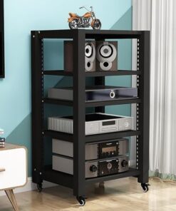 Étagère de Jeu, Support pour Tourne-Disque, Support stéréo, Support Audio, vitrine CD DVD, Support multimédia AV, étagère d'angle avec étagères en Bois pour projecteur, Lecteur DVD PS5, Cons