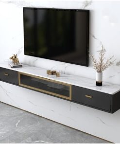 Meuble TV Meuble TV Mural Flottant Minimaliste avec Gestion des câbles et 2 tiroirs Meuble pour téléviseur(Grigio,Petit)
