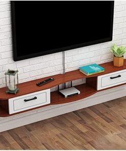 Meuble TV mural flottant, meuble TV moderne, composant d'armoire de centre de divertissement, avec porte et unité de rangement Console audio/vidéo Console multimédia (couleur : couleur bois,