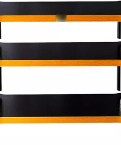 Étagère en bois massif pour amplificateur de haut-parleur avec étagères de rangement multimédia 3 niveaux pour composants audio et vidéo Noir (60 x 60 x 48 cm)