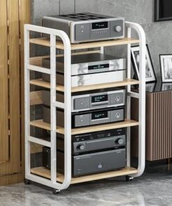 Meuble multimédia AV, Meuble TV, Tour Audio vidéo, étagères à 4 Niveaux, Meuble pour Tourne-Disque Audio vidéo, Meuble AV Moderne, pour Salon, Jeux, Salle d'enregistrement