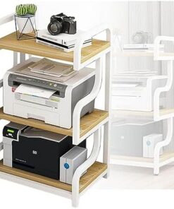 Générique Meuble de Rangement multimédia AV à 3 Niveaux, Meuble de Support multimédia Audio vidéo avec Cadre en Bois réglable en Hauteur, Meuble à Composants en Bois