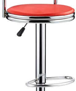 MU Tabourets À Barres Réglables Barstool Pu Avec Repose-Dos Tabouret Pivotant Moderne À Comptoir Rond Moderne Pour Salle À Manger Cuisine Counter Bar,Rouge,38-51Cm