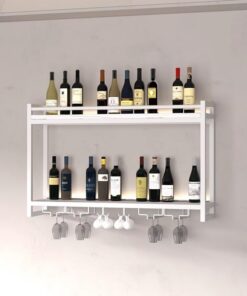 Étagères flottantes pour Bar avec Support en Verre, casier à vin Mural et Porte-Bouteilles en métal Industriel pour la Maison, étagère de Rangement pour Le vin, pour Le Salon et la