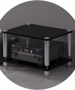 Étagère Audio HiFi à 2/3/4 Niveaux, réglable, pour platines vinyles et Supports multimédias, Robuste, Masto, pour Home cinéma, Noire, 60 x 48 x 40 cm (2 Niveaux)