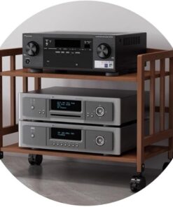 Meuble Haut-Parleur HiFi Double Couche, Rack HiFi en Bambou, Meuble pour équipement multimédia de Streaming, Rack HiFi, Rack AV, Contenu vidéo (Marron, 80 * 38 * 53 cm (2 Couches)).