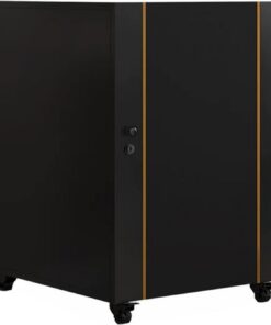Meuble Hi FI, Meuble Audio Vidéo avec Gestion des câbles, Bois Massif, Etagères réglables en Hauteur, avec Roues silencieuses Meuble Rack Audio(Nero,22.8x24.8)
