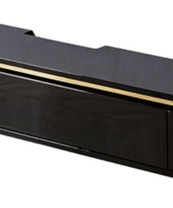 Support TV flottant, centre de divertissement mural, console multimédia avec 2 tiroirs, meuble TV mural avec rangement, étagère audio/vidéo pour salon, console TV flottante avec porte rabatt