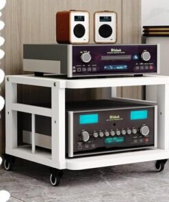 Support HiFi AV avec roulettes, Meuble Audio pour amplificateur 3/4/5 Niveaux, Meuble stéréo en Bois, étagères réglables, Support pour Lecteur CD, pour Home cinéma/Bureau