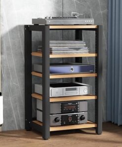 Meuble Rack stéréo pour Le Stockage Audio et multimédia – Support d'étagère Audio-vidéo Noir pour systèmes et Composants stéréo – Meuble Support multimédia AV