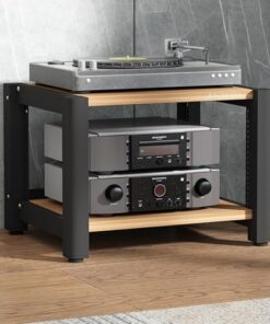 Meuble Rack stéréo pour Le Stockage Audio et multimédia – Support d'étagère Audio-vidéo Noir pour systèmes et Composants stéréo – Meuble Support multimédia AV
