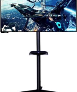 Support TV Mobile, Meuble TV sur roulettes, Chariot TV Roulant avec Support de Montage, Mobile pour téléviseurs à écran Plat - Support Universel sur roulettes