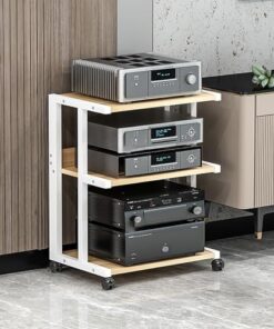 Vitrine, Support multimédia, Support Audio, Support de Console de Jeu, avec roulettes, étagère d'angle pour Support multimédia AV, avec étagères de Rangement, Tour de Support Audio stéréo, p