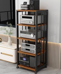 Générique Meuble multimédia AV à 5 Niveaux, Meuble stéréo, Support Audio, étagère Audio-vidéo, Meuble Audio, Meuble AV, Supports stéréo pour Salon, Support multimédia (A)