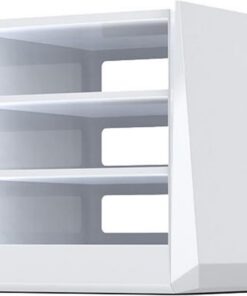 Meuble HiFi 3/4 Niveaux, Meuble Rack Audio avec cloison Amovible, Meuble stéréo avec Pied en Acier Inoxydable, Meuble Audio Vidéo, for Bureau/DJ/théâtre(Wit,3-Tier)