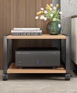 Support stéréo pour Tourne-Disque avec Rangement, Support multimédia AV à 2 Niveaux, étagère d'angle, Support Audio Mobile, Support de Lecteur Tour, Rangement pour Le Divertissement, composa