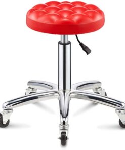 Bar Chair Tabouret de Bar en Acier chromé à Hauteur réglable, Coussin Rond de 13 Pouces, Tabouret Roulant de Salon, Chaise pivotante sur 5 Roues, tabourets de Salle de Classe Bar Stool