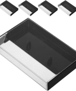 Angoily Boîtes de Rangement Organisation Polyvalente Lot de 5 Design Vintage Élégant en Plastique PS Noir pour Cassettes Audio pour Bureaux et Étagères