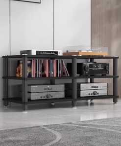 Meubles Hi-FI, étagères et Supports Hi-FI, Support multimédia Audio-vidéo à 3/4 Niveaux, système d'étagères stéréo pour la Maison, Supports stéréo Modernes et Robustes, Support de Composants