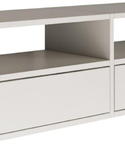 Selsey Meuble TV Suspendu Bois 100 cm Finition Blanc Design Minimaliste et Fonctionnel Idéal pour Intérieurs Modernes 2 Abattants et Niches Ouvertes