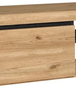 Skraut Home | Meuble TV Modèle Naturale | Couleur Chêne/Noir | Salon-séjour | Support Télévision avec étagères et placards de Rangement | 120x 40 x 41 cm(Naturale 120)