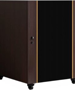Meuble Hi FI, Meuble Audio Vidéo avec Gestion des câbles, Bois Massif, Etagères réglables en Hauteur, avec Roues silencieuses Meuble Rack Audio(Walnut Color,22.8x24.8)