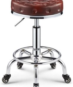 Bar chair Tabourets de comptoir avec rembourrage de siège doux et plus épais, tabouret de bar pivotant sur 5 roues, tabouret facial pour salon de massage, spa, hauteur réglable en cuir PU, tabouret de