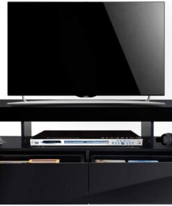 ZXLIHS Meuble TV de Rangement avec Deux éères en Verre de 63 Pouces, Buffet à Deux tiroirs, 16 Couleurs, éclairage LED RGB, Meuble TV pour téléviseur de 50, 55, 60, 65 Pouces