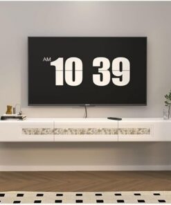 Meuble TV Meuble TV Mural Flottant for Salon, Meuble TV Mural de 70,8 Pouces avec Rangement, Meuble TV Flottant Blanc Moderne avec décoration de Coquillage Meuble pour téléviseur
