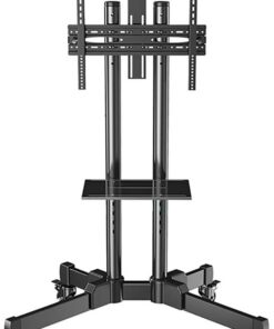 FBSHAD Chariot de télévision Mobile pour téléviseurs à écran Plat Plasma de 32 à 70 Pouces, jusqu'à 80 kg, Meuble de Plancher télévisé réglable à Hauteur avec Plateau Roues verrouillables