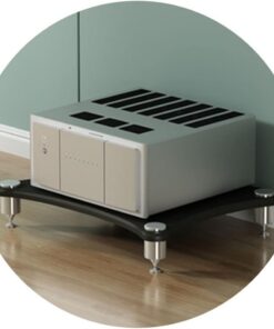 Étagère HiFi AV, meuble TV en MDF à 1 niveau et armoire amplificateur, rangement d'équipement durable pour systèmes audio/vidéo domestiques, design élégant pour organiser les équipements audio