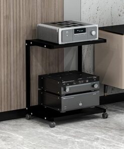 Vitrine, Support multimédia, Support Audio, Support de Console de Jeu, avec roulettes, étagère d'angle pour Support multimédia AV, avec étagères de Rangement, Tour de Support Audio stéréo, p