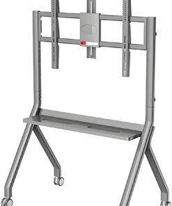 Meuble TV mobile sur roulettes pour écrans de 55 à 100 pouces | Support roulant réglable en hauteur avec roulettes verrouillables | Charge maximale de 120 kg – Idéal pour tableaux blancs interactifs